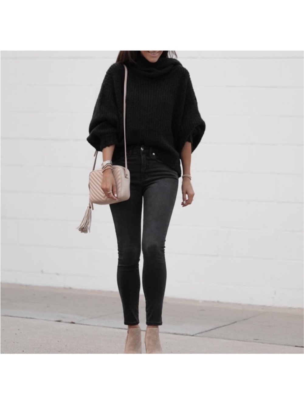 Pilcro Black Oversized Cowl Neck Sweater